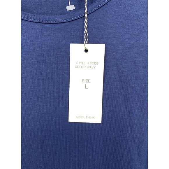 Kaktus Tank Top Womens Sz Large Navy Blue Lace Hem Scoop Neck NEW - Picture 4 of 6